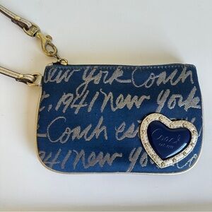 Coach Puff Heart Wristlet Poppy Y2K New York 1941 Metallic Sateen Script F45614